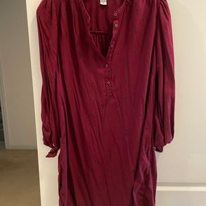 OLD NAVY Burgundy and Navy Blue Polka Dot Dress